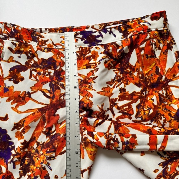 Club Monaco Pants Trousers Botanical Print Orange Tropical Sz 2 - Picture 7 of 15